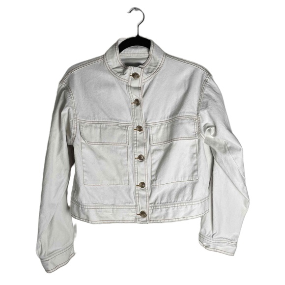 Ten Sixty Sherman Jackets & Blazers - Ten Sixty Sherman Women's Carpenter Utility Boxy Buttonup Denim Jacket Small